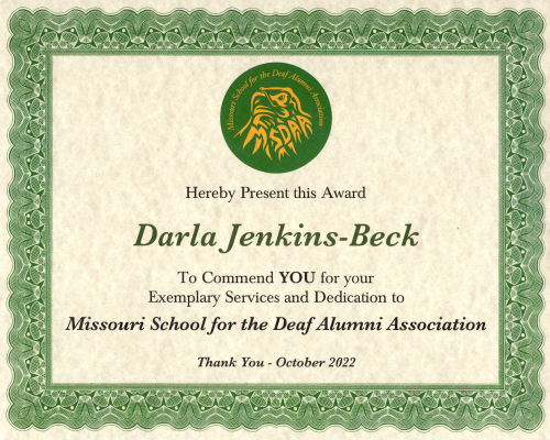 Picture of Darla (Jenkins) Beck Certificate